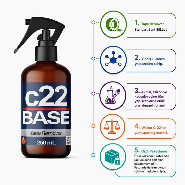 c22 BASE - 250 mL STANDART (Protez Saç Bant Sökücüsü Temizleyicisi) ürün görseli 1