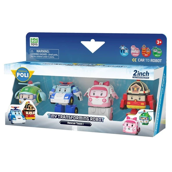 POLI MRT-674 Robocar Poli Mini Transforming Kasabanın Kurtarma Araçları 4lü Set ürün görseli 1