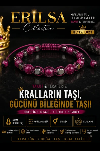 Sertifikalı Yakut Terahertz Doğal Taş Bileklik 6 MM Ayarlanabilir Unisex Ultra - Kralların Taşı ürün görseli 1