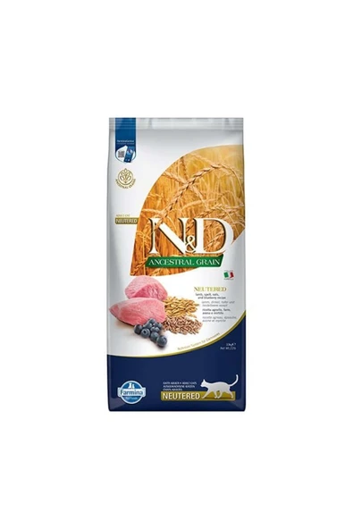 N&D ANCESTRAL GRAİN CAT LAMB, SPELT, OATS&BLUEBERRY NEUTERED ADULT 10KG ürün görseli 1