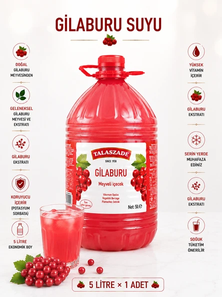 Talaszade Gilaburu Suyu 5 L Pet Bidon - Şeker İlavesiz ürün görseli 1