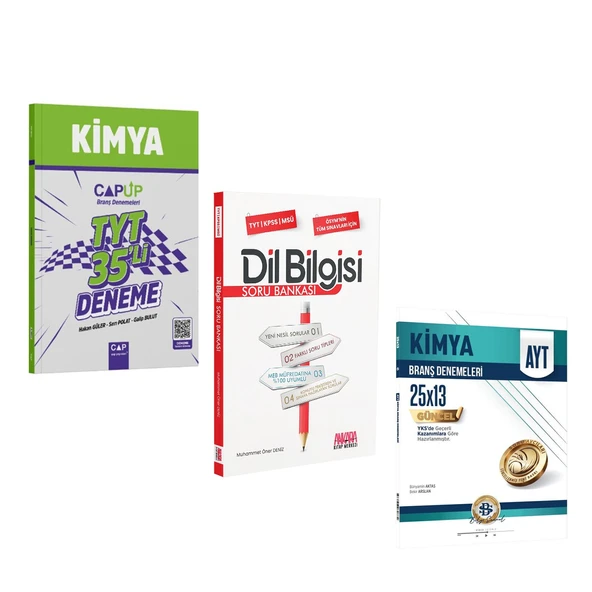 Çap TYT Kimya Deneme AKM Dil Bilgisi Soru Bankası ve Bilgi Sarmal AYT Kimya Deneme Seti 3 Kitap ürün görseli 1