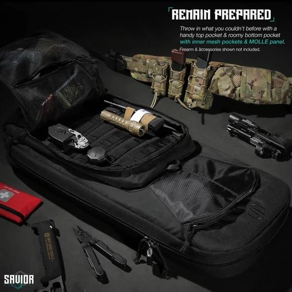 SAVIOR SPECIALIST COVERT Tekli Tüfek Çantası 38" (Siyah) - Resim 6