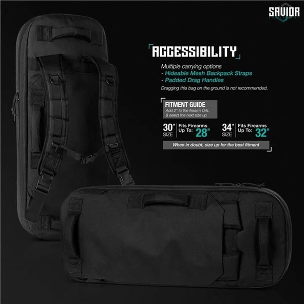 SAVIOR SPECIALIST COVERT Tekli Tüfek Çantası 34" (Siyah) - Resim 6