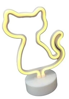 Neon Işıklı Kedi Lamba Pil+usb Pembe Işık Mz-122 ürün görseli 1
