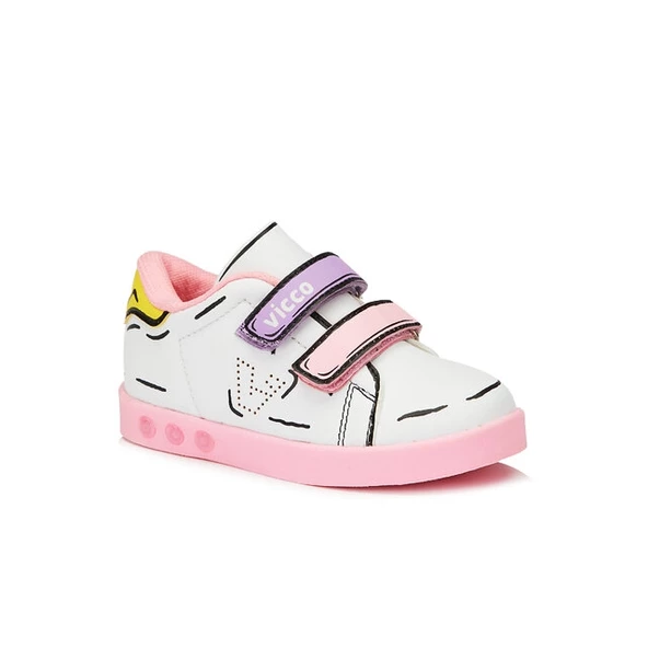 Vicco Picasso Işıklı Kız Bebe Beyaz/Pembe Sneaker ürün görseli 1