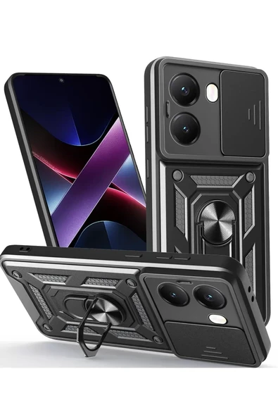 Newface Xiaomi Poco X7 Pro Kılıf Pars Lens Yüzüklü Silikon - Siyah ürün görseli 1