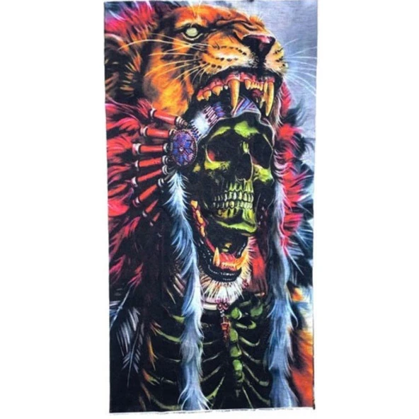Kızılderili Kuru Kafa Temalı Buff Boyunluk Bandana No:159 ürün görseli 1