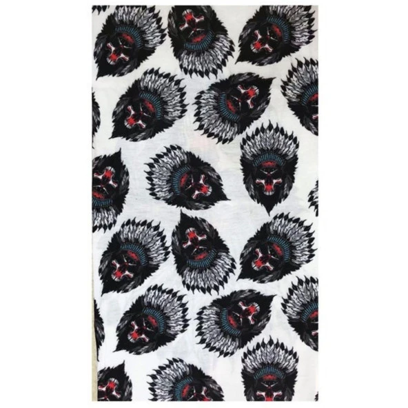 Kızılderili Kurukafa Temalı Buff Boyunluk Bandana No:105 ürün görseli 1