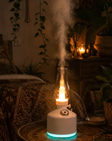 Led Işıklı Vintage Ha Nemlendirici Aromaterapi Difüzörü Usb Şarjlı ürün görseli 1