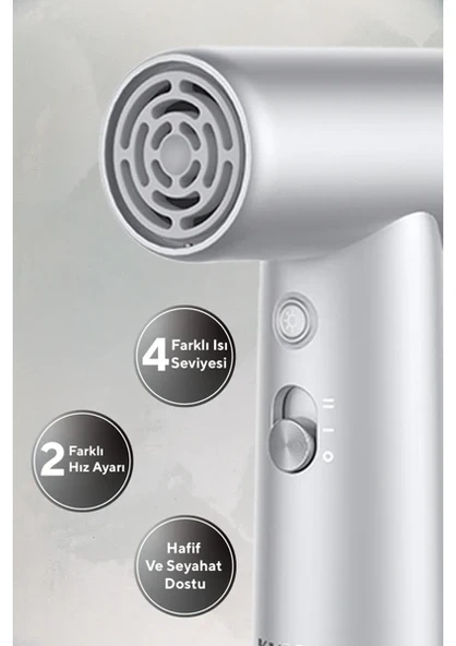 Kumtel Mini Saç Kurutma Makinesi Gri Hhd-08 ürün görseli 1