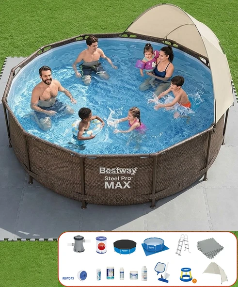 Bestway Yuvarlak Prefabrik Gölgelikli Full Havuz Seti 366x100cm BW573 56709 ürün görseli 1