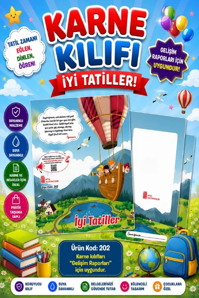 Ata Okul Öncesi ve İlkokullar İçin Karne Kılıfı (Gelişim Dosyasına Uygun) Ürün Kodu:202 (25 Adet) ürün görseli 1