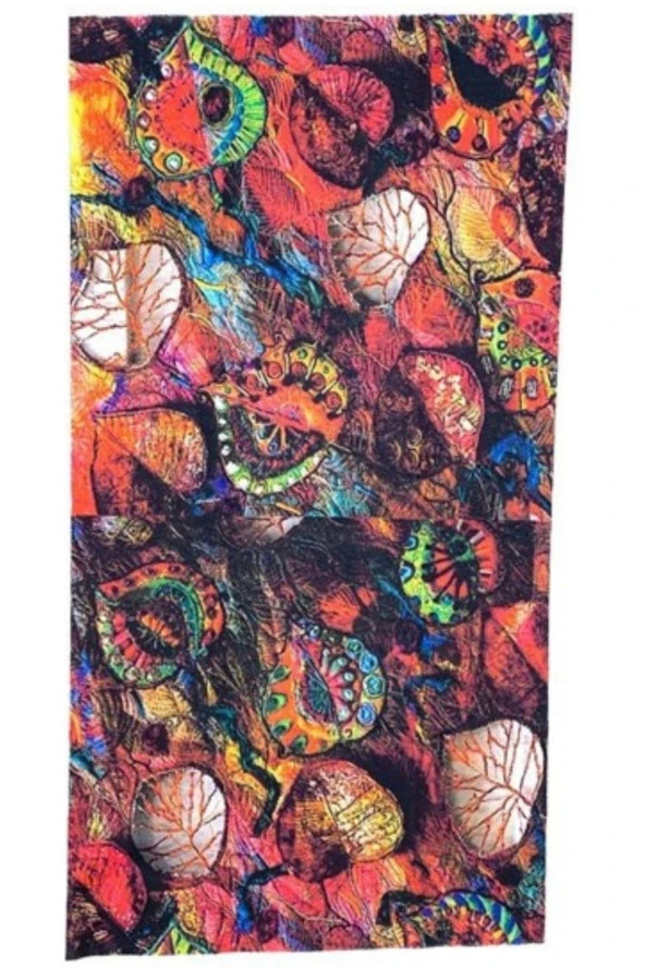 Yaprak Temalı Buff Boyunluk Bandana No:132 - Resim 3