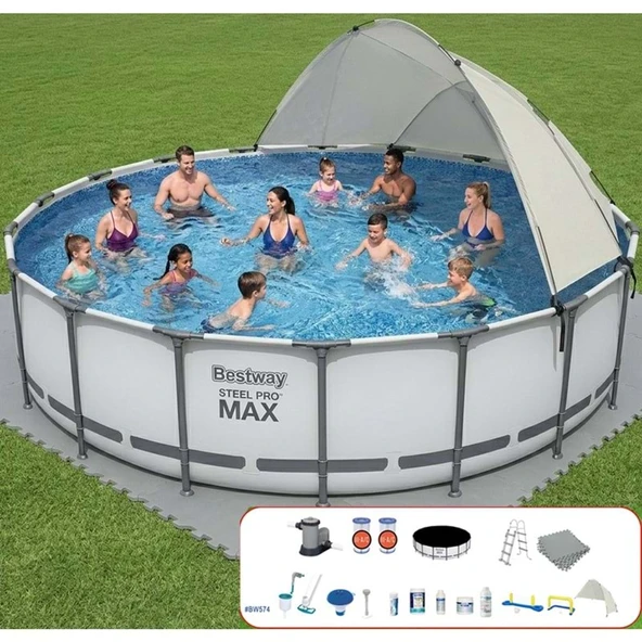 Bestway Gölgelikli Prefabrik Full Havuz Seti 549x122cm BW574 56462 ürün görseli 1