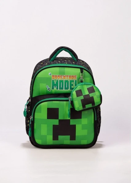 Waddell Deri Adventure  Baskılı Minecrafter Temalı Baskılı Çocuk Kreş Anaokul Okul Öncesi Çantası Küçük Cüzdan Hediyeli ürün görseli 1