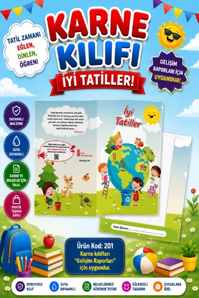 Ata Okul Öncesi ve İlkokullar İçin Karne Kılıfı (Gelişim Dosyasına Uygun) Ürün Kodu:201 (25 Adet) ürün görseli 1