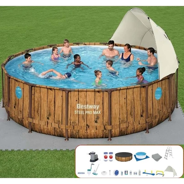 Bestway Gölgelikli Prefabrik Full Havuz Seti 549x122cm BW564 56977 ürün görseli 1