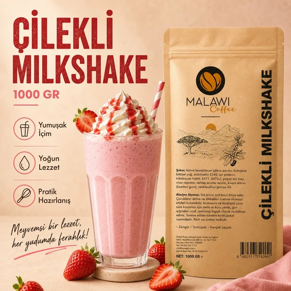 Malawi Coffee Çilekli Milkshake 1000 Gr ürün görseli 1