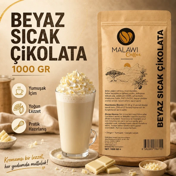 Malawi Coffee Beyaz Sıcak Çikolata 1000 Gr ürün görseli 1