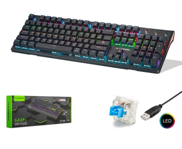 HADRON G605 Gaming Mekanik RGB Klavye Blue Switch - Siyah ürün görseli 1