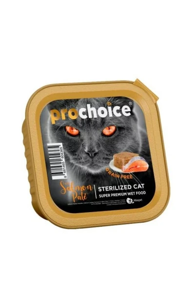 ProChoice Pate Sterilised Somonlu Tahılsız Ezme Kısır Kedi Konservesi 100gr ürün görseli 1
