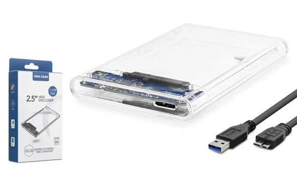 HADRON HDX1760 2.5 İnç SATA HDD/SSD Harici Disk Kutusu USB 3.0 - Şeffaf ürün görseli 1