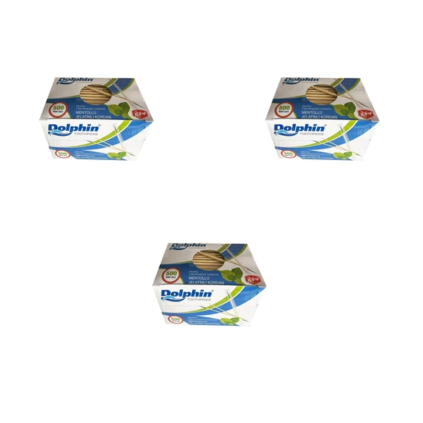 Dolphin Mentollü Jelatinli / Poşetli Ahşap Kürdan - 500 Adetlik 3 Paket ürün görseli 1