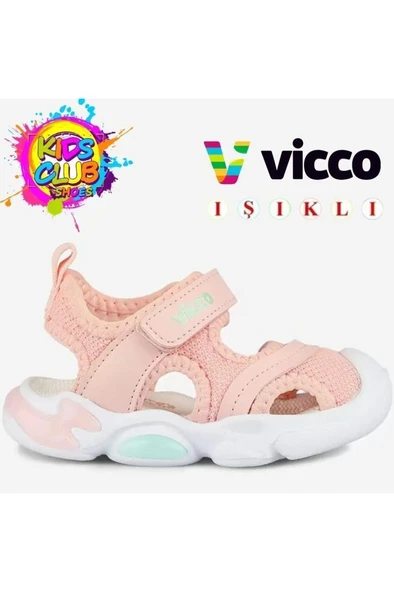 Vicco Soft 332.E26Y.171 Kız Çocuk Işıklı Sandalet Pudra 19-21 ürün görseli 1