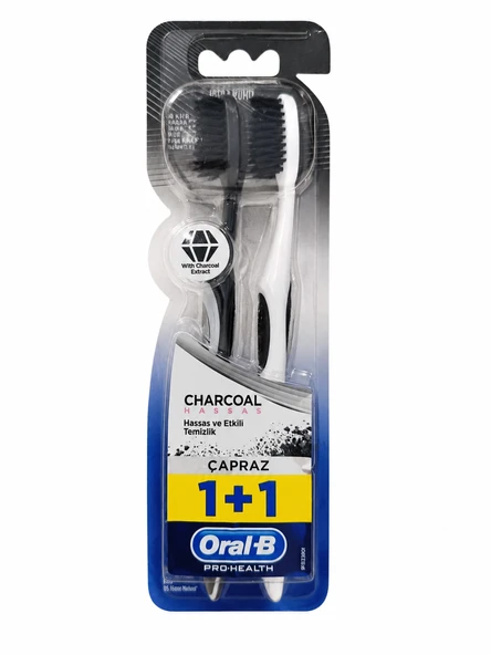 ORAL B Pro Health EKSTRA YUMUŞAK 2 ADET CHARCOAL HASSAS VE ETLİKİ TEMİZLİK DİŞ FIRÇASI ürün görseli 1