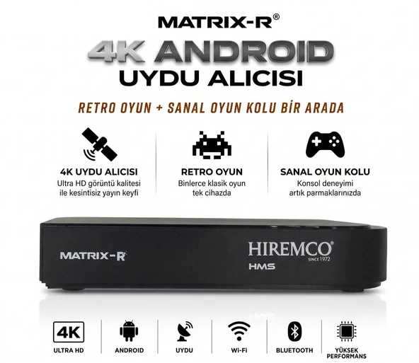 Hiremco Matrix R Android 4K 64GB Android 12 Uydu Alıcısı - Resim 2