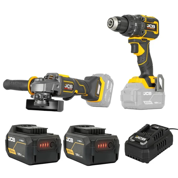 Kömürsüz Darbeli Matkap (75 Nm) + Kömürsüz Avuç Taşlama (125 mm) 18V - 2 x 5.0 Ah Li-ion Batarya ürün görseli 1