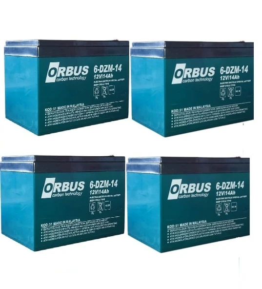 ORBUS 12V 14Amper (12v 14Ah) 4'LÜ PAKET Deep Cycle - Derin Döngülü Elekrikli Bisiklet AKÜ (E-Bike) Aküsü Ebatlar: 150x97x95 ürün görseli 1
