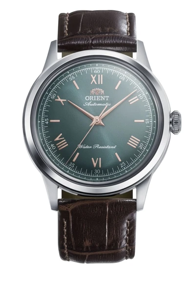 ORIENT Bambino RA-BB0001E30B Kurmalı Otomatik Deri Kahverengi Yeşil Kadran 39 mm Erkek Kol Saati ürün görseli 1