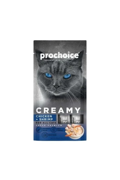 Prochoice Creamy Tavuklu Karidesli Sıvı Kedi Ödül Mamasıı 4x15gr ürün görseli 1
