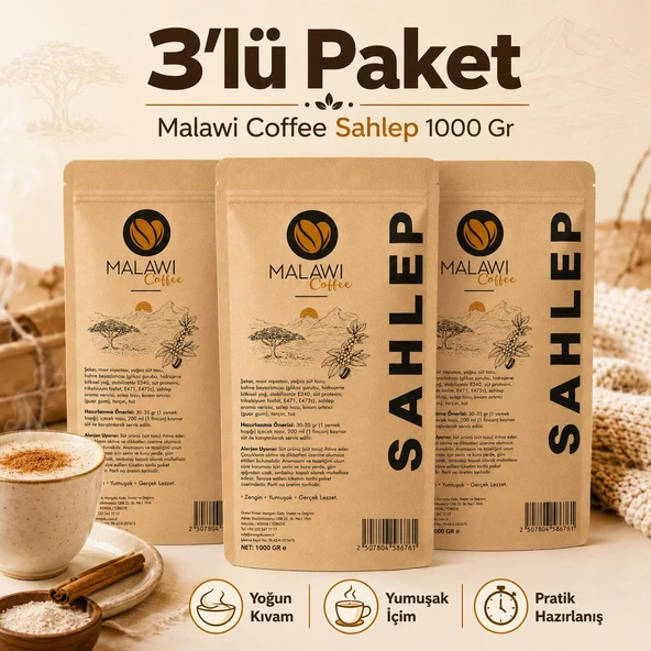 Malawi Coffee Sahlep 1000 Gr x 3 Adet ürün görseli 1