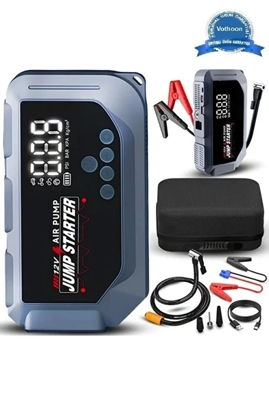 Vtn-605 Şarjlı 12.000 Mah Taşınabilir Çantalı Araç Akü Şarj Takviyeli Işıklı Hava Kompresörü ürün görseli 1