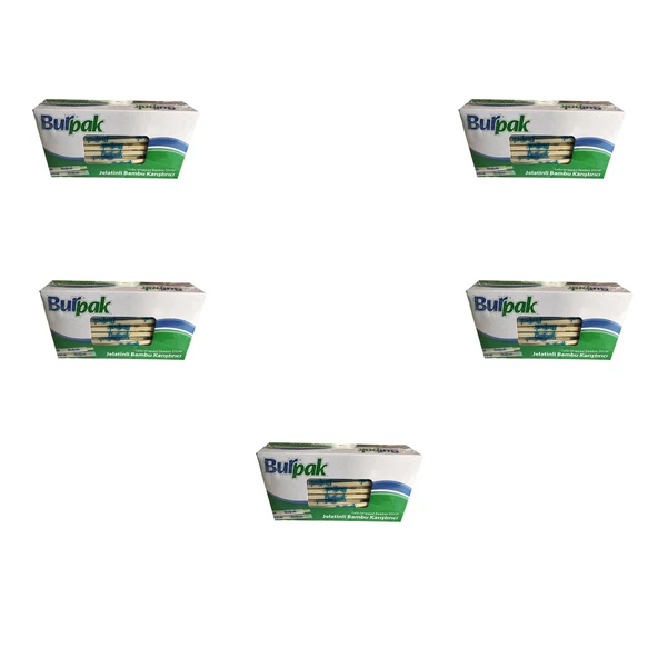 Burpak Jelatinli Tahta Ahşap Bambu Karıştırıcı Çubuk Kaşık - 12 Cm. - 200 Adetlik 5 Paket ürün görseli 1