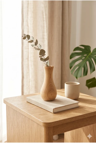 14 cm El Yapımı Ahşap Vazo Boho Dekoratif Minimalist Masaüstü Aksesuarı Pinterest Tarzı Şık Tasarım ürün görseli 1