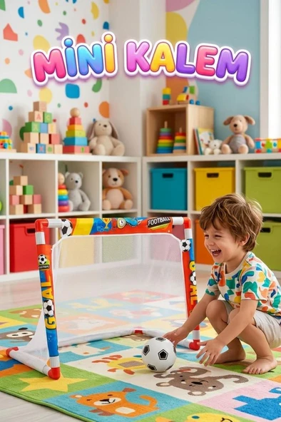 Mini Futbol Kalesi Seti! 60cm Renkli Futbol Desenli Toplu Hafif Taşınabilir Oyuncak Fileli Kale ürün görseli 1