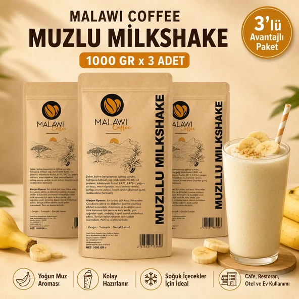 Malawi Coffee Muzlu Milkshake 1000 Gr x 3 Adet ürün görseli 1