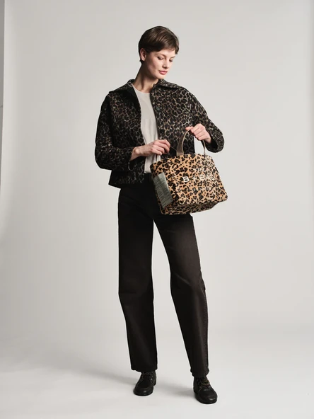 BONHEUR Kanvas Leopard Çanta - Resim 7