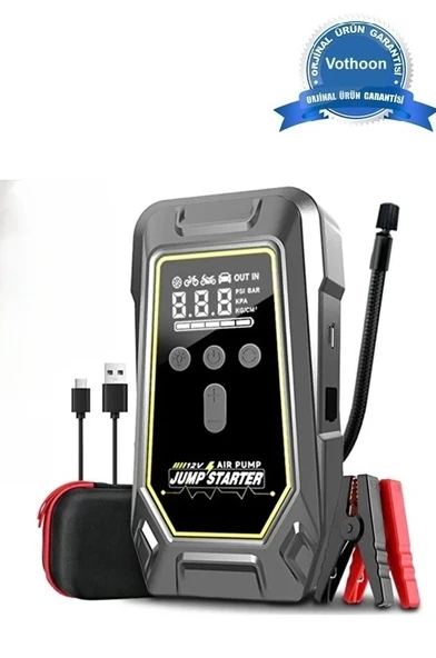 Tank Model Şarjlı 12.000 Mah Taşınabilir Çanta Araç Akü Takviye Cihazı Işıklı Hava Kompresörü ürün görseli 1