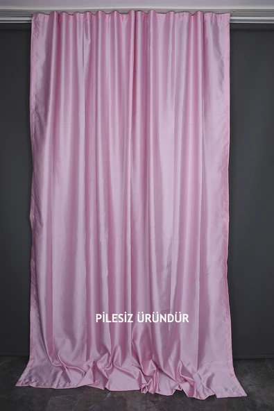 SATEN FONLUK PİLESİZ PEMBE RENK TEK KANAT FON PERDE En 200 Cm Boy 260 Cm ürün görseli 1