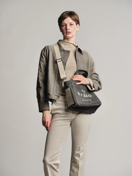 BONHEUR Kanvas Ghost Gray Çanta - Resim 10
