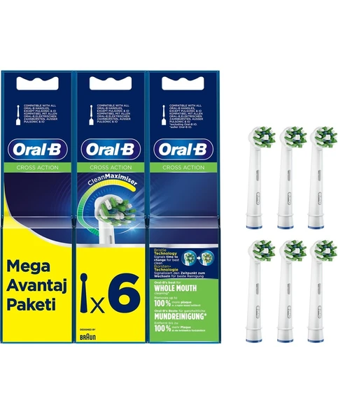 Oral-B EB50RX-6 Cross Action Clean Mega 6’lı Diş Fırçası Yedek Başlığı ürün görseli 1