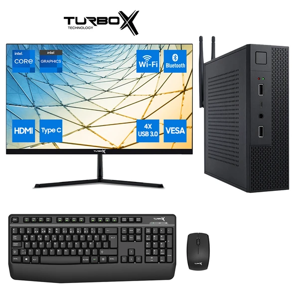 Turbox Mini-148 i5 6400 8GB Ram 256GB M2 NVMe SSD 23.8 inç FHD Monitör Kurumsal Ofis Mini PC ürün görseli 1