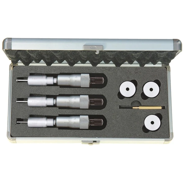 Asimeto İki Ve Üç Nokta Temaslı İç Çap Mikrometre Seti Mekanik 3-6mm AS-209628 ürün görseli 1