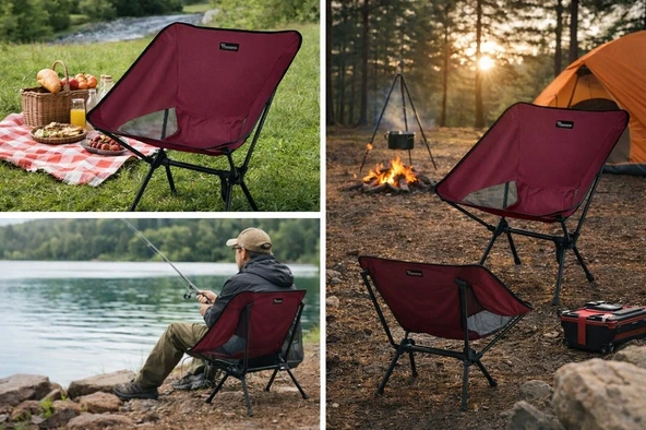 FreeCamp Jett Katlanır Sandalye-BORDO - Resim 2