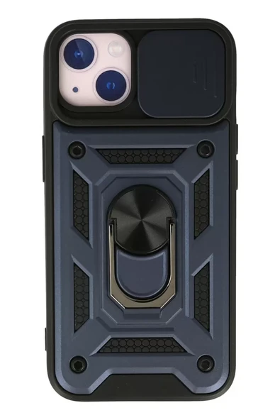 Newface Apple iPhone 15 Kılıf Pars Lens Yüzüklü Silikon - Lacivert ürün görseli 1